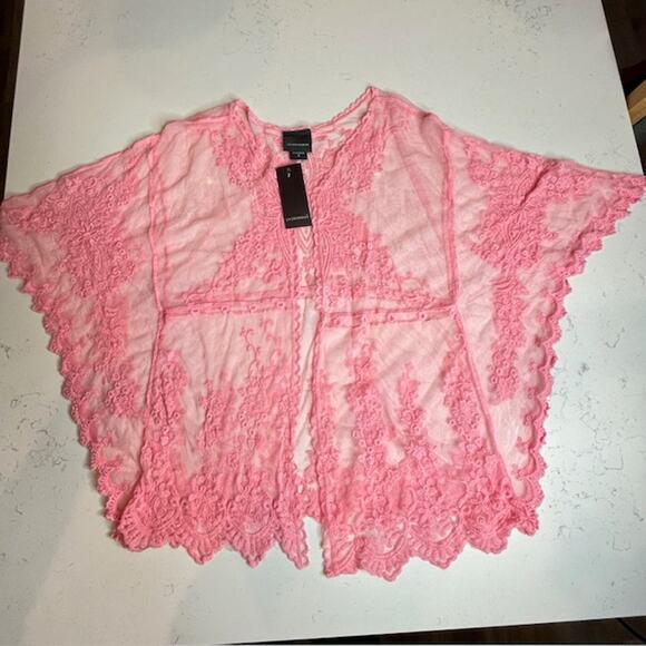 Liv Los Angeles New Peach Lace Swimsuit Cover Size Medium - Picture 6 of 15